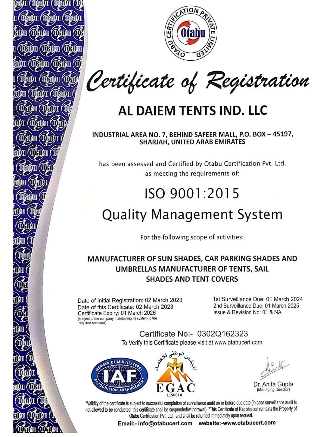 AL Daiem Tents Industries LLC-SP Certificate 02