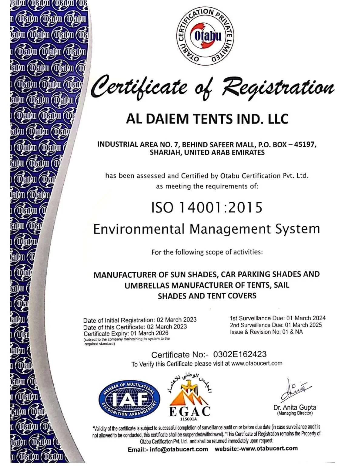 AL Daiem Tents Industries LLC-SP Certificate 03